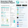 Body composition report from app displaying detailed body metrics and analysis